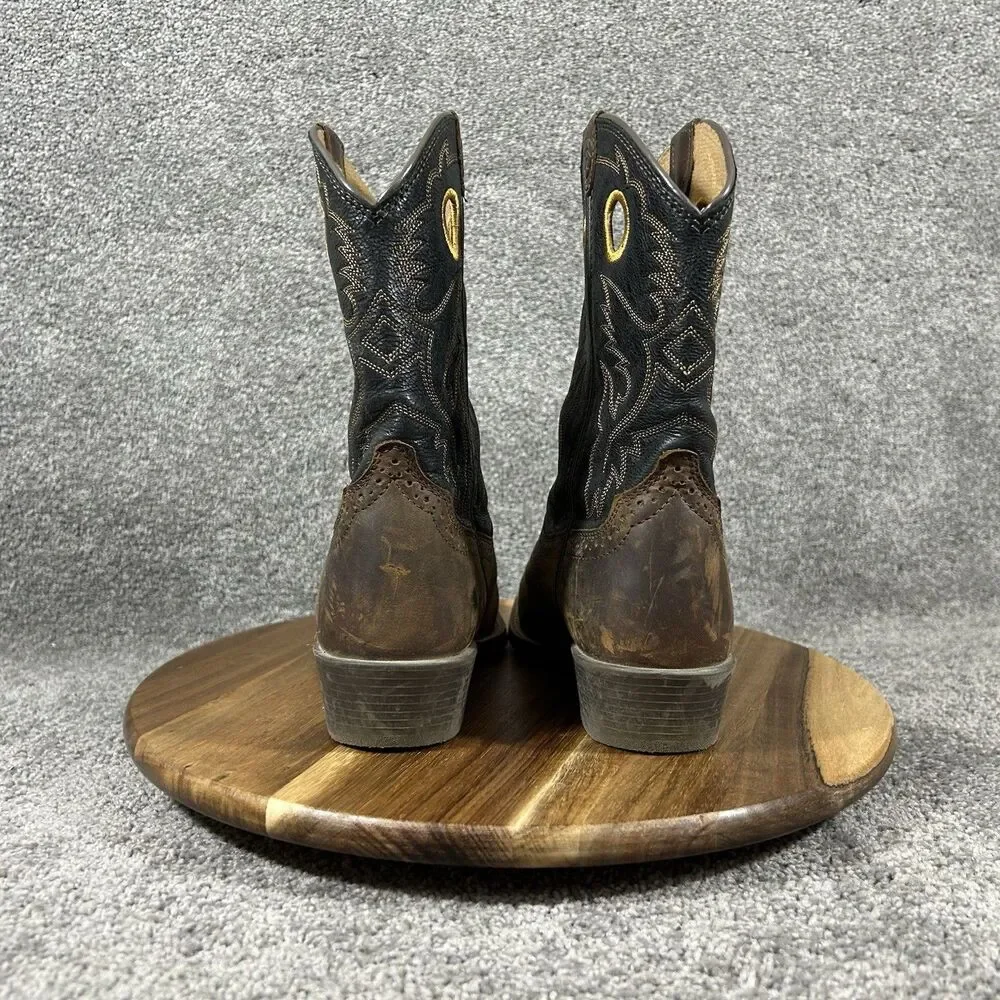 Ariat Heritage Roughstock Kids Size 3 Brown Black Western Cowboy Boots Used